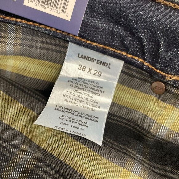 NEW Lands' End Men's 38x29 Flannel Lined Jeans Blue Denim Straight Leg - Picture 6 of 8